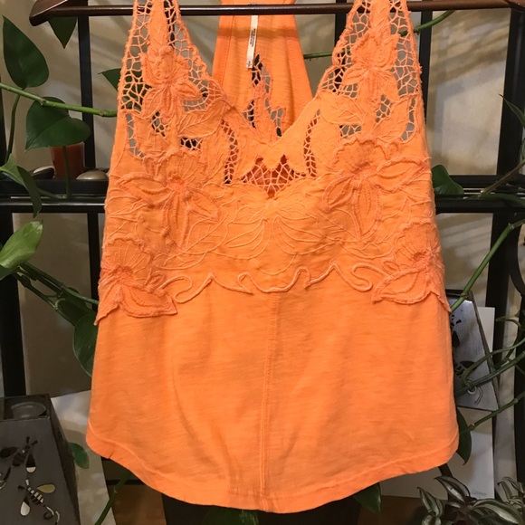 ⚡️ Free People Orange Crocheted Razorback Tank - Picture 3 of 13